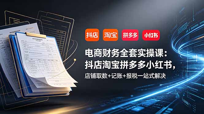 电商财务全套实操课：抖店淘宝拼多多小红书，店铺取数+记账+报税一站式解决-源创文化:轻创终点站