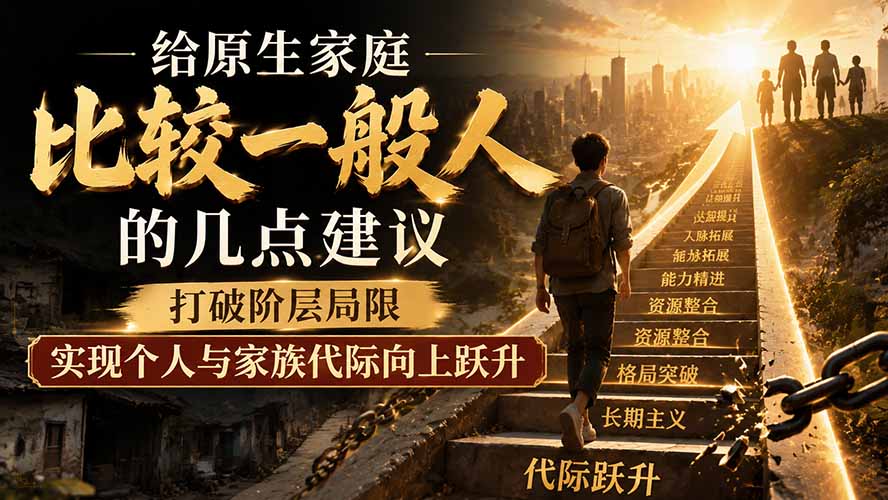 付费文章：给原生家庭比较一般人的几点建议，打破阶层局限，实现个人与家族代际向上跃升-轻创终点站