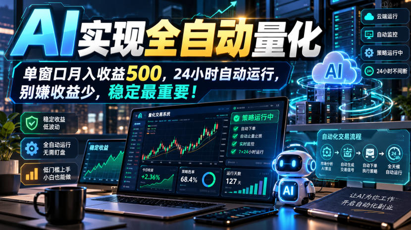 AI全自动量化项目，长期稳定可落地，0门槛躺赚稳定项目！-轻创终点站