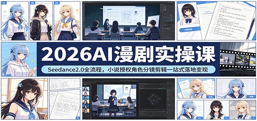 2026AI漫剧实操课：Seedance2.0全流程，小说授权角色分镜剪辑一站式落地变现-源创文化:轻创终点站