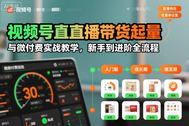视频号直播带货起量与微付费实战教学，新手到进阶全流程(更新26年10月)-轻创终点站