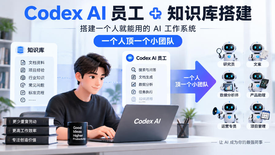 Codex AI员工+知识库搭建，搭建一个人就能用的AI工作系统，一个人顶一个小团队-轻创终点站