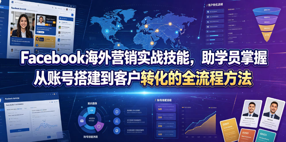 Facebook海外营销实战技能，助学员掌握从账号搭建到客户转化的全流程方法-源创文化:轻创终点站