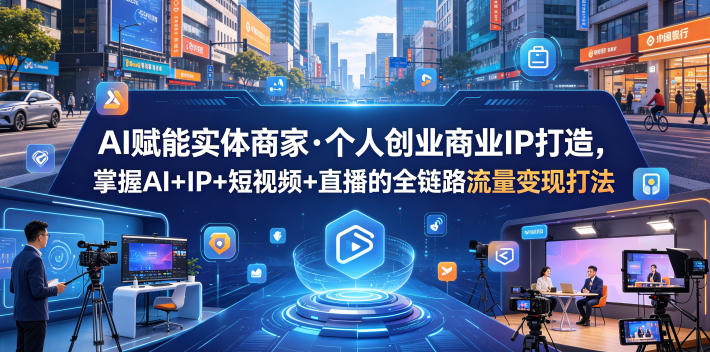 AI赋能实体商家·个人创业商业IP打造，掌握AI+IP+短视频+直播的全链路流量变现打法-源创文化:轻创终点站