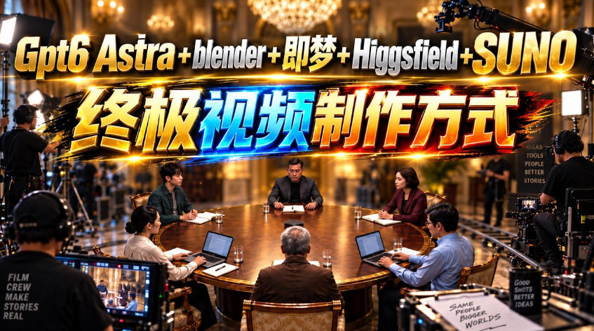 GPT-6 Astra+Blender+即梦+Higgsfield+Suno=终极视频制作方式！-轻创终点站