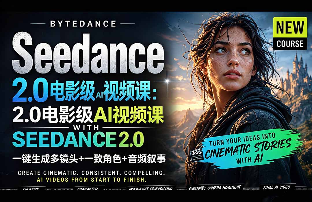 Seedance 2.0电影级AI视频课：一键生成多镜头+一致角色+音频叙事-源创文化:轻创终点站