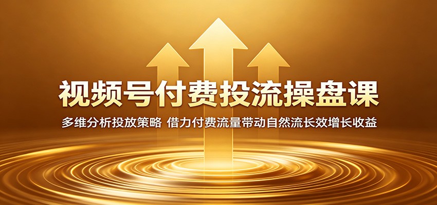 视频号付费投流操盘课：多维分析投放策略，借力付费流量带动自然流长效增长收益-源创文化:轻创终点站