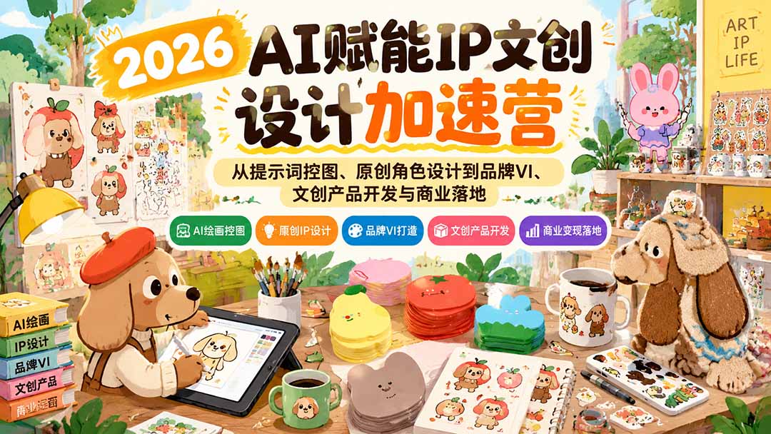 2026AI赋能IP文创设计加速营：从提示词控图、原创角色设计到品牌VI、文创产品开发与商业落地-轻创终点站