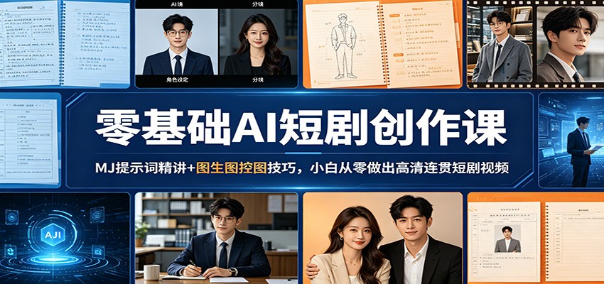 零基础AI短剧创作课：MJ提示词精讲+图生图控图技巧，小白从零做出高清连贯短剧视频-源创文化:轻创终点站