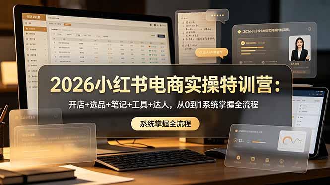 2026小红书电商实操特训营：开店+选品+笔记+工具+达人，从0到1系统掌握全流程-源创文化:轻创终点站