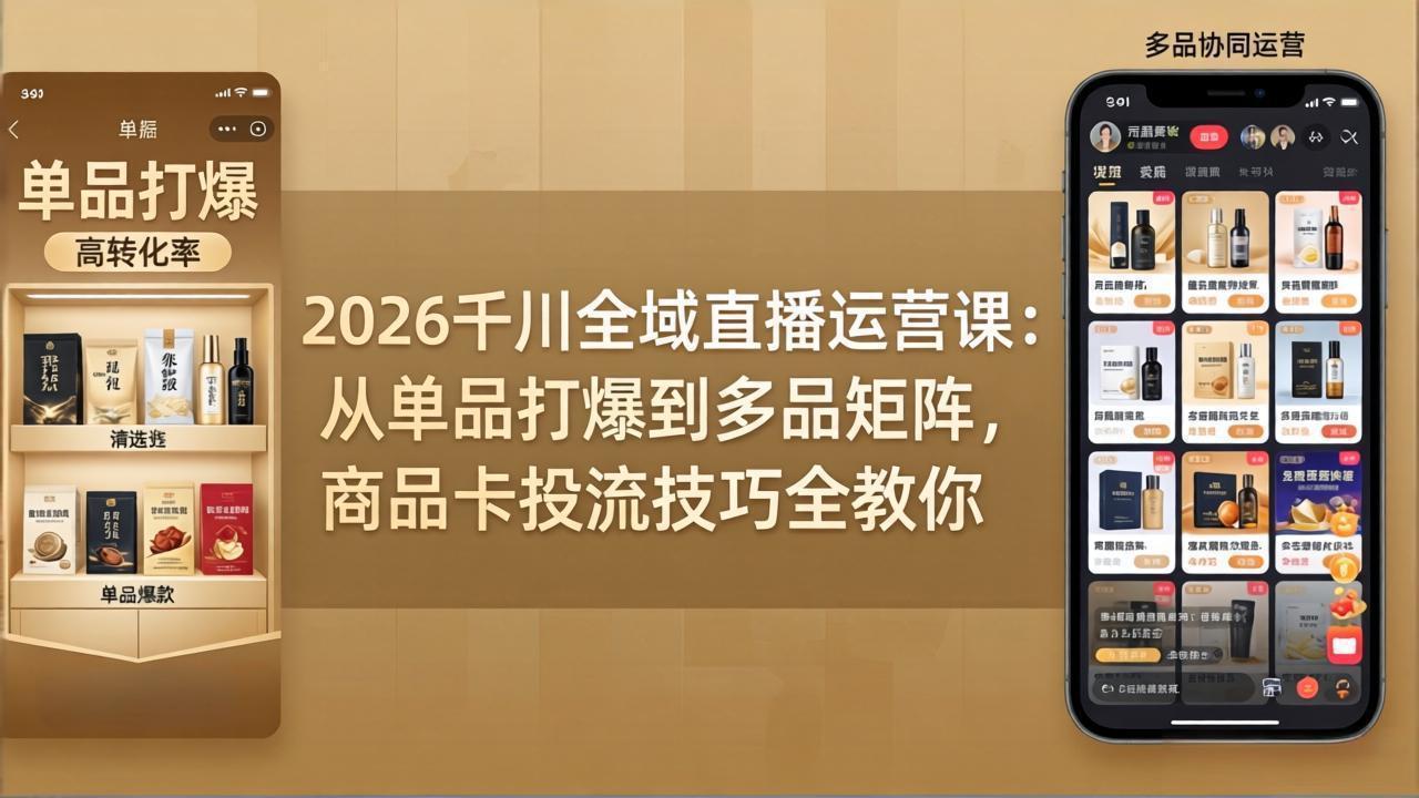 2026千川全域直播运营课：从单品打爆到多品矩阵，商品卡投流技巧全教你-源创文化:轻创终点站