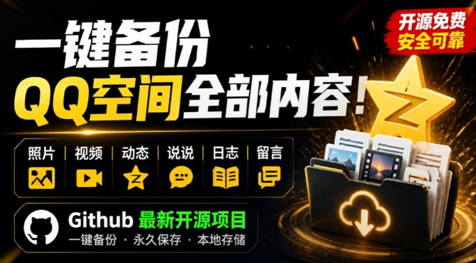 一键将你QQ空间全部内容备份下来!照片/视频/动态信息全存本地,Github最新开源项目QzoneArchive-轻创终点站