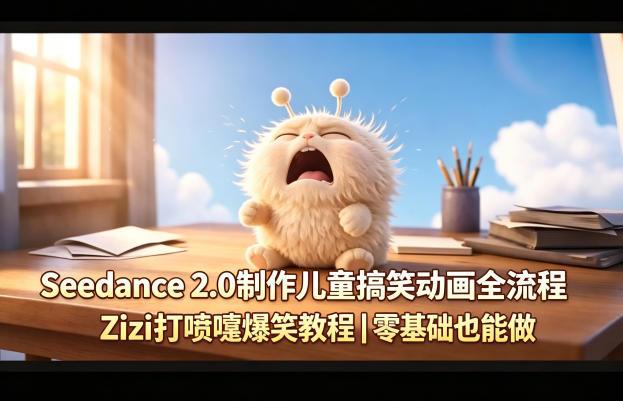 Seedance 2.0制作儿童搞笑动画全流程Zizi打喷嚏爆笑教程｜零基础也能做-源创文化:轻创终点站
