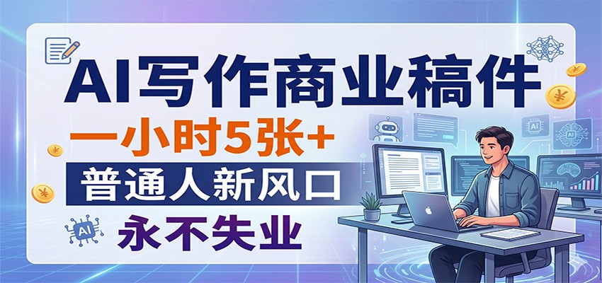 AI写作商业稿件，一小时5张+，普通人新风口，永不失业-源创文化:轻创终点站