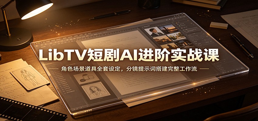 LibTV短剧AI进阶实战课：角色场景道具全套设定，分镜提示词搭建完整工作流-轻创终点站