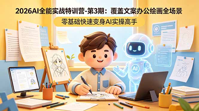 2026AI全能实战特训营-第3期：覆盖文案办公绘画全场景 零基础快速变身AI实操高手-源创文化:轻创终点站