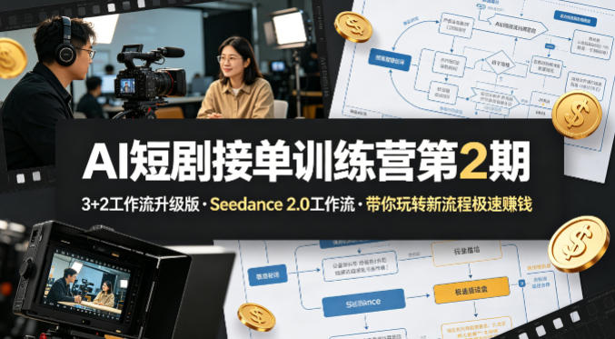 AI短剧接单训练营第2期，3+2工作流升级版，Seedance 2.0工作流，带你玩转新流程极速賺钱-源创文化:轻创终点站