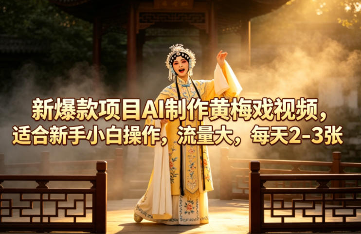 新爆款项目AI制作黄梅戏视频，适合新手小白操作，流量大，每天2-3张-源创文化:轻创终点站