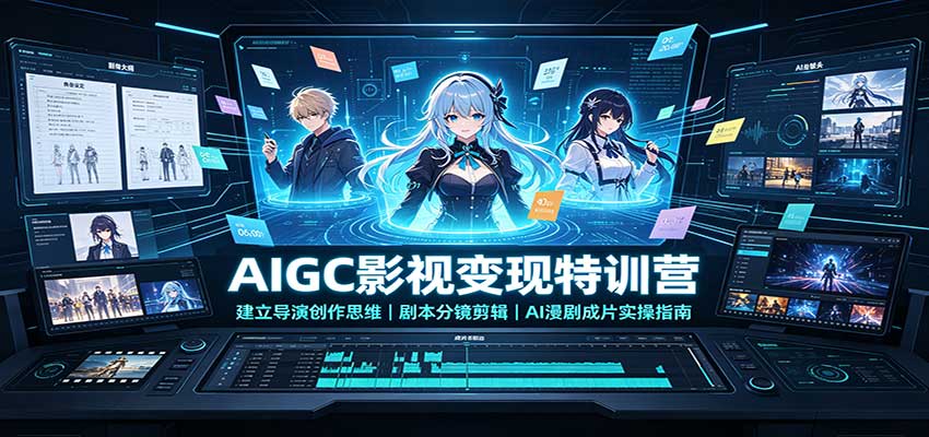AIGC影视变现特训营：建立导演创作思维，剧本分镜剪辑，AI漫剧成片实操指南-轻创终点站