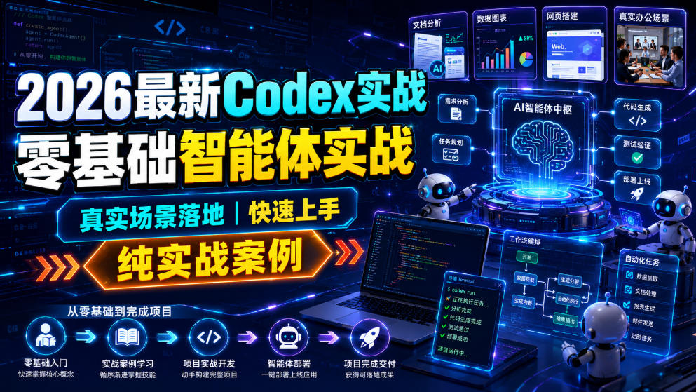 2026最新Codex实战零基础智能体实战,真实场景落地,快速上手,纯实战案例-源创文化:轻创终点站