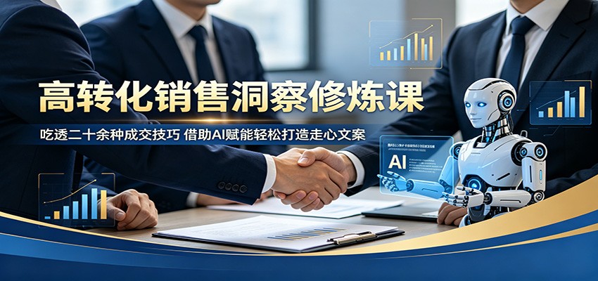 高转化销售洞察修炼课：吃透二十余种成交技巧，借助AI赋能轻松打造走心文案-源创文化:轻创终点站