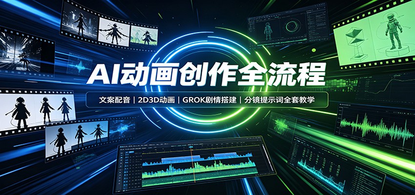 AI动画创作全流程：文案配音，2D3D动画，GROK剧情搭建，分镜提示词全套教学-轻创终点站