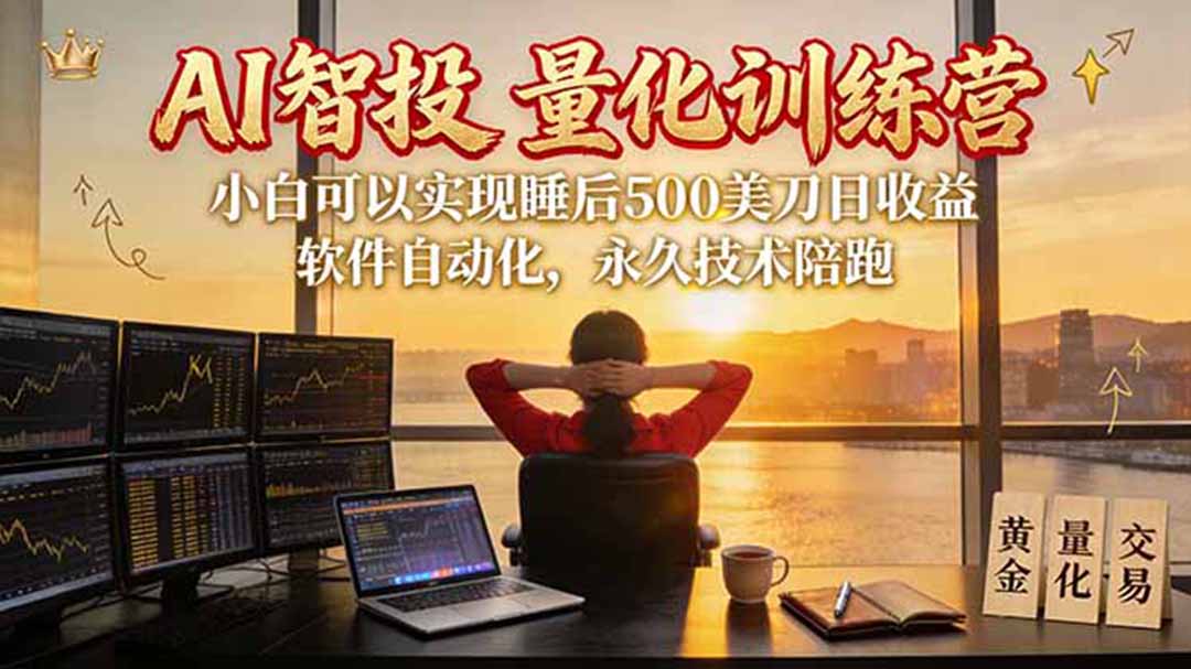 AI智投EA量化训练营【第三期】，多策略智投+防爆技术+趋势分析 ，轻松上手，矩阵放大，长期稳定。-轻创终点站