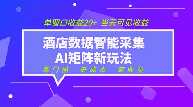 2026酒店数据采集ai智能矩阵新风口  低成本   高收益   当天见收益   单窗口20+-源创文化:轻创终点站
