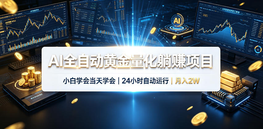 AI全自动黄金量化躺賺项目,24小时自动运行,月入2W!-轻创终点站