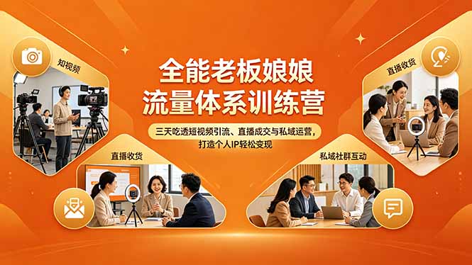 全能老板娘流量体系训练营，三天吃透短视频引流、直播成交与私域运营，打造个人IP轻松变现-源创文化:轻创终点站