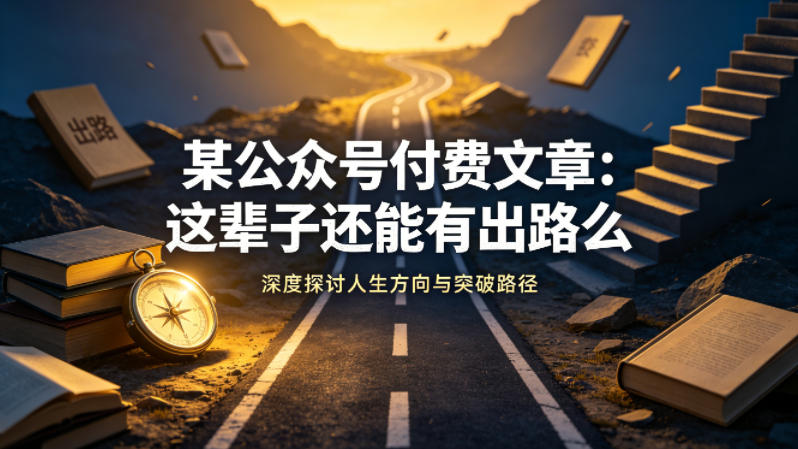 某公众号付费文章：这辈子还能有出路么-源创文化:轻创终点站