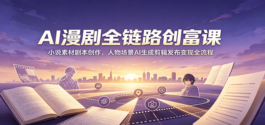 AI漫剧全链路创富课:小说素材剧本创作,人物场景AI生成剪辑发布变现全流程-源创文化:轻创终点站