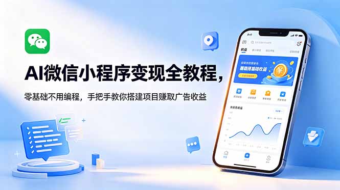 AI微信小程序变现全教程，零基础不用编程，手把手教你搭建项目赚取广告收益-源创文化:轻创终点站