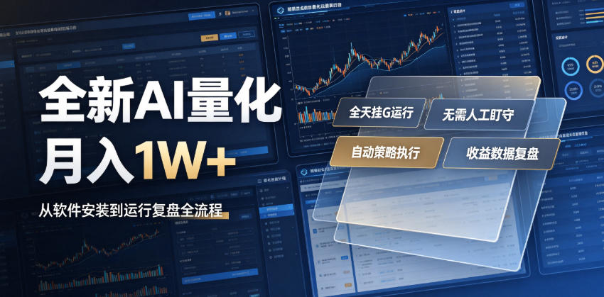 全新AI量化月入1W+,一台电脑全天挂G运行,不用盯不用操作,懒人专属副业!【揭秘】-源创文化:轻创终点站
