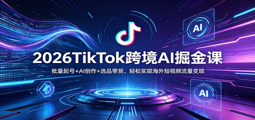 2026TikTok跨境AI掘金课：批量起号+AI创作+选品带货，轻松实现海外短视频流量变现-源创文化:轻创终点站