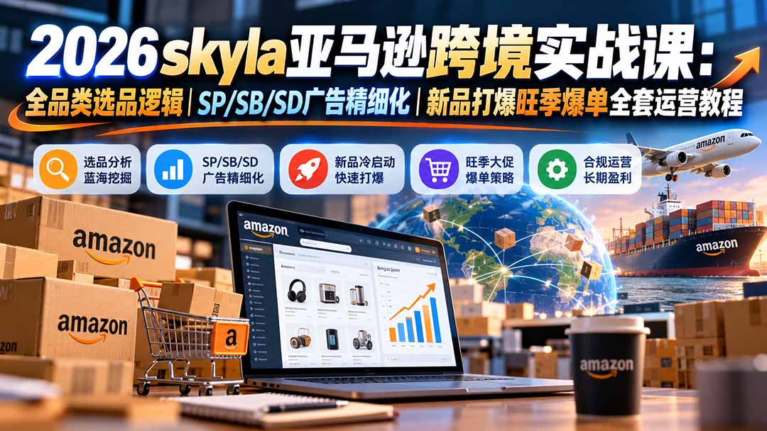 skyla亚马逊跨境实战课-更新1019：全品类选品逻辑｜SP/SB/SD广告精细化｜新品打爆旺季爆单全套运营教程-轻创终点站