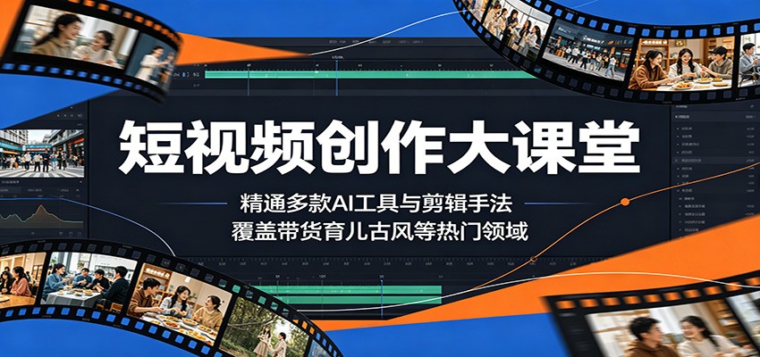 短视频创作大课堂：精通多款AI工具与剪辑手法，覆盖带货、育儿、古风等热门领域-源创文化:轻创终点站