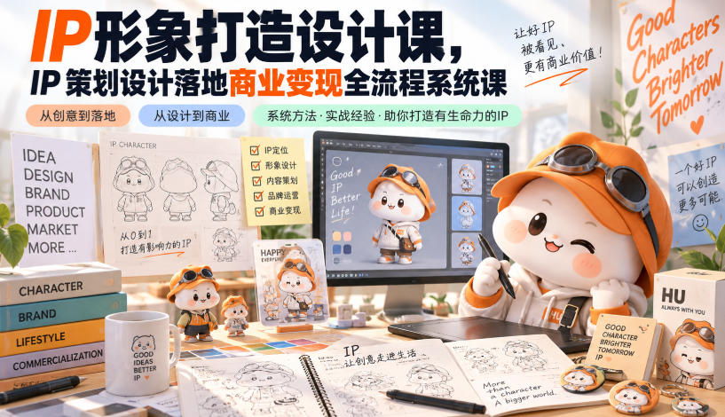 IP形象打造设计课，IP策划设计落地商业变现全流程系统课-轻创终点站