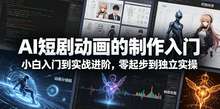 AI短剧动画的制作入门，小白入门到实战进阶，零起步到独立实操-源创文化:轻创终点站