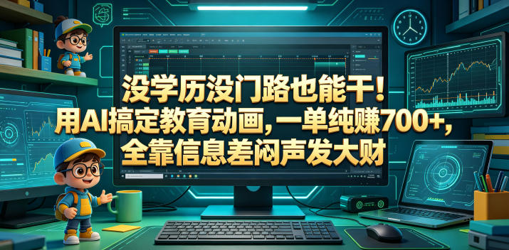 没学历没门路也能干！用AI搞定教育动画，一单纯賺700+，全靠信息差闷声发大财【揭秘】-源创文化:轻创终点站