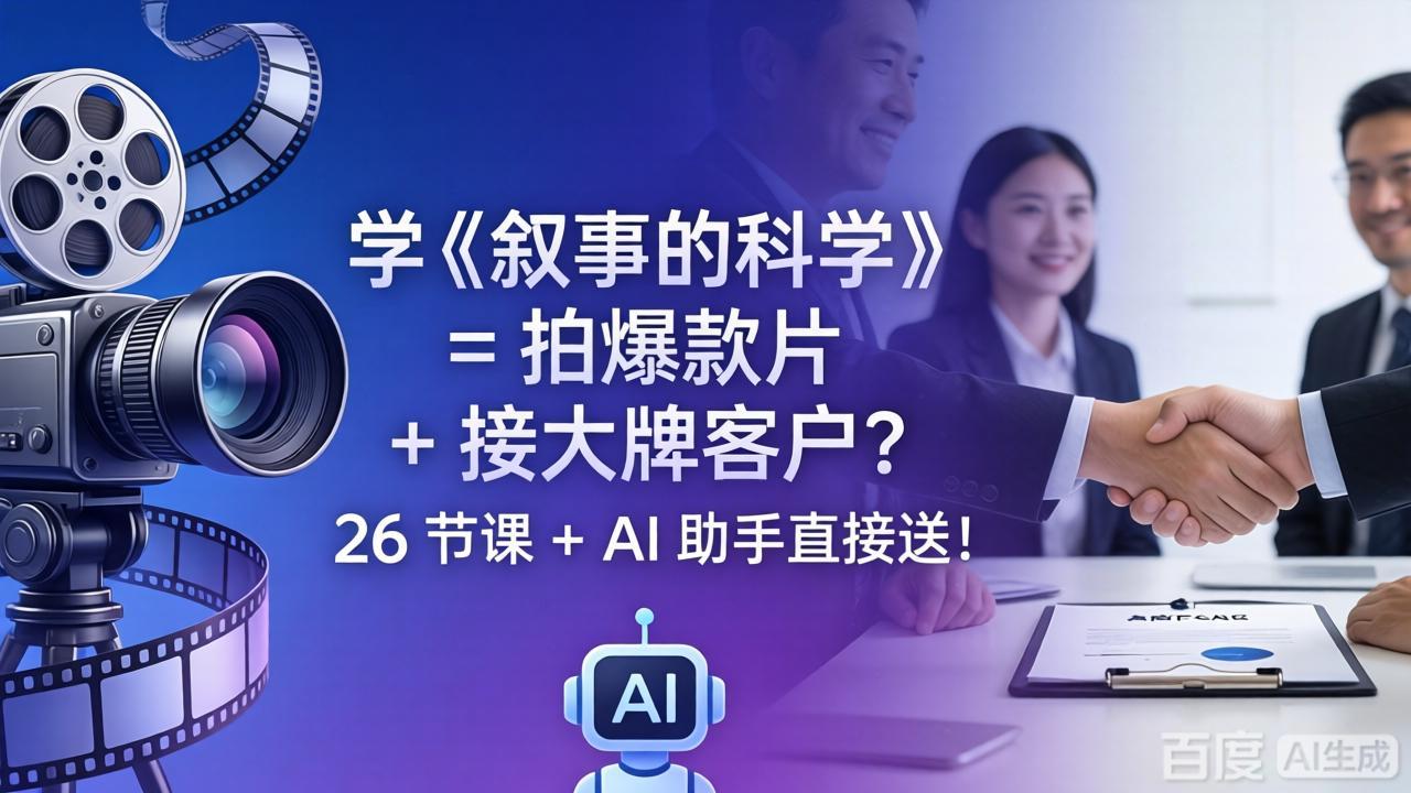 学《叙事的科学》= 拍爆款片 + 接大牌客户？26 节课 + AI 助手直接送！-源创文化:轻创终点站