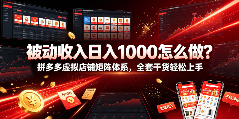 被动收入日入1000怎么做?拼多多虚拟店铺矩阵体系,全套干货轻松上手【揭秘】-源创文化:轻创终点站