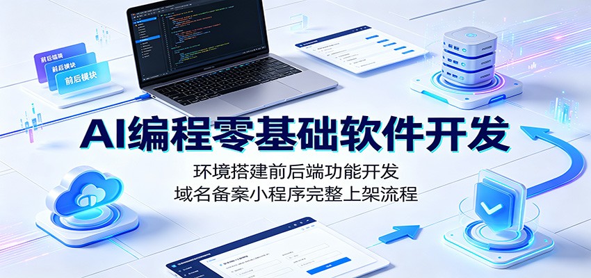 AI编程零基础软件开发:环境搭建前后端功能开发,域名备案小程序完整上架流程-源创文化:轻创终点站