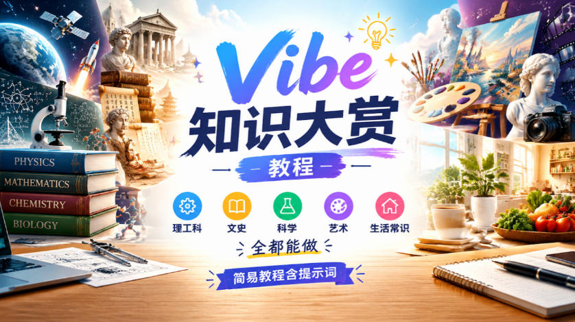 Vibe知识大赏教程，理工科、文史、科学、艺术、生活常识全都能做，简易教程含提示词(更新1025)-轻创终点站