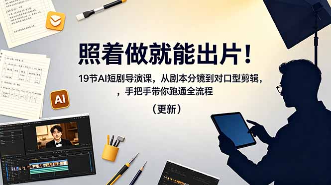 照着做就能出片！19节AI短剧导演课，从剧本分镜到对口型剪辑，手把手带你跑通全流程(更新-源创文化:轻创终点站