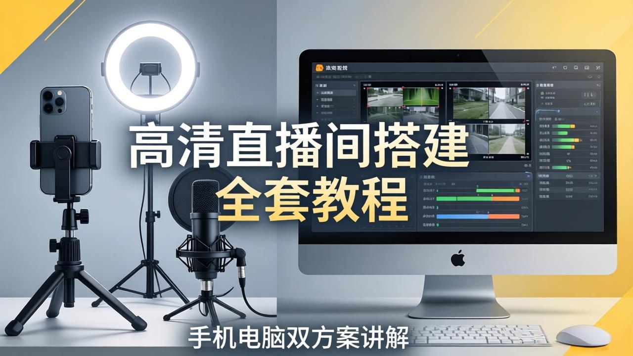 高清直播间搭建全套教程，手机电脑双方案讲解，设备选型调试多机位实操教学-源创文化:轻创终点站
