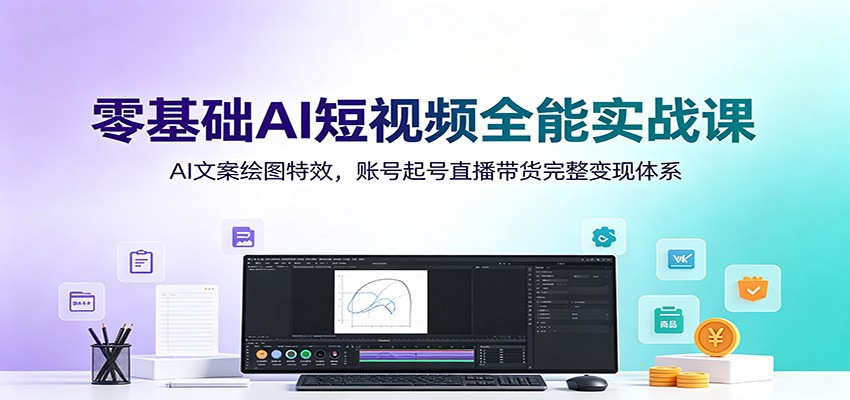 零基础AI短视频全能实战课：AI文案绘图特效，账号起号直播带货完整变现体系-源创文化:轻创终点站