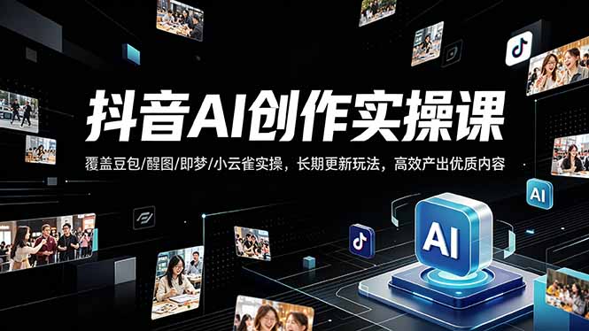 抖音AI创作变现课，覆盖豆包/醒图/即梦/小云雀实操，长期更新玩法，高效产出优质内容-源创文化:轻创终点站