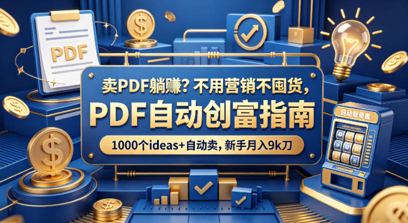 卖PDF躺賺？不用营销不囤货，PDF自动创富指南，1000个ideas+自动卖，新手月入9k刀【原创双语字幕】-源创文化:轻创终点站
