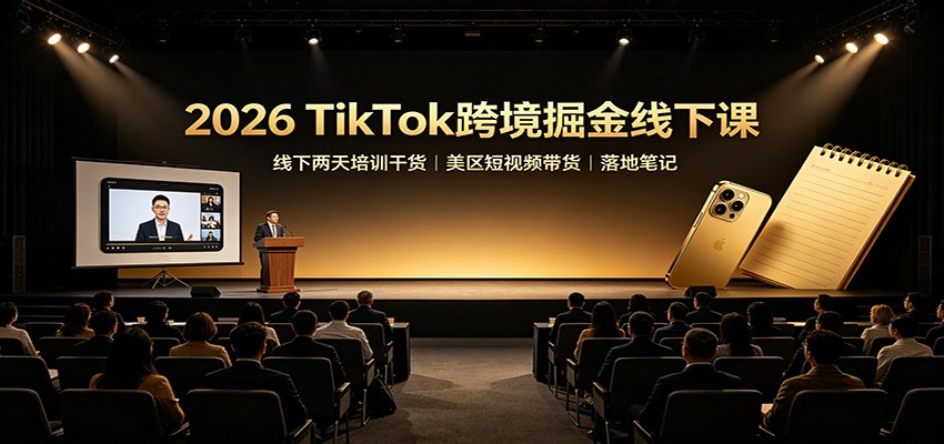 2026 TikTok跨境掘金线下课：线下两天培训干货，美区短视频带货落地笔记-轻创终点站